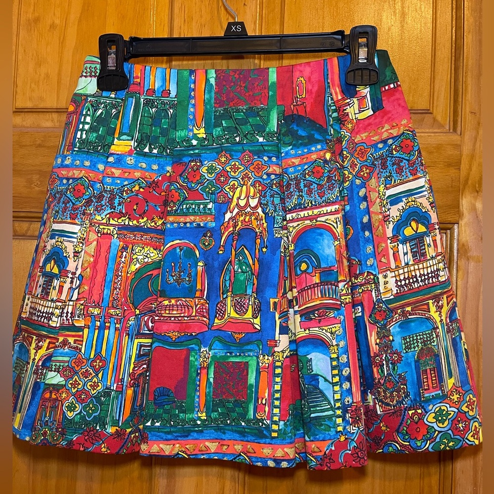 Alice + Olivia Red and Blue Mini Skater Skirt - Picture 8 of 8